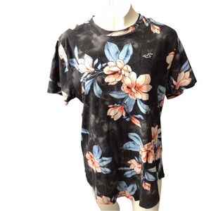 Hollister Black Floral Short Sleeve Tee